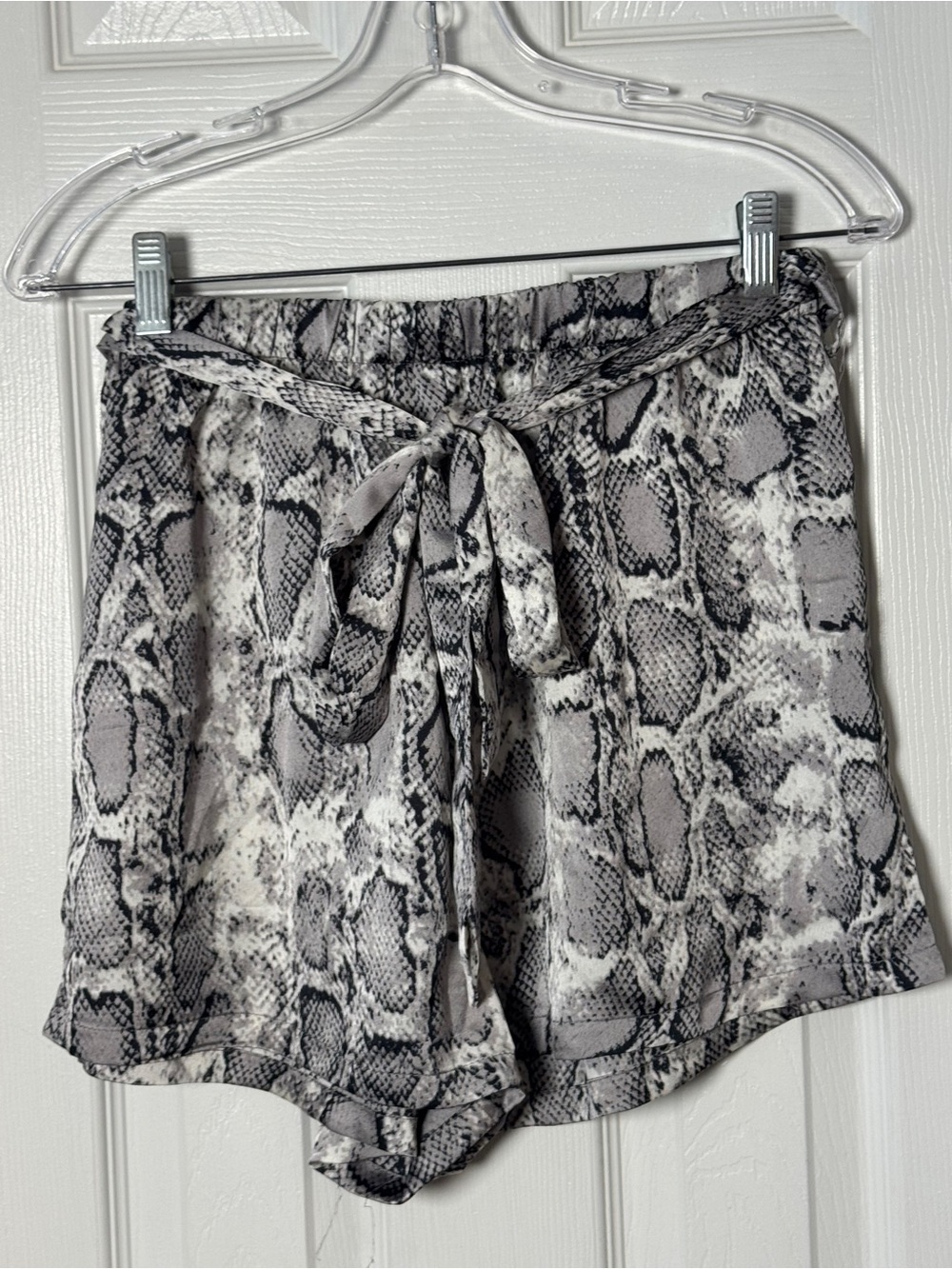 SHEIN Grey Snakeskin Print Paperbag Tie Waist Shorts No size tag